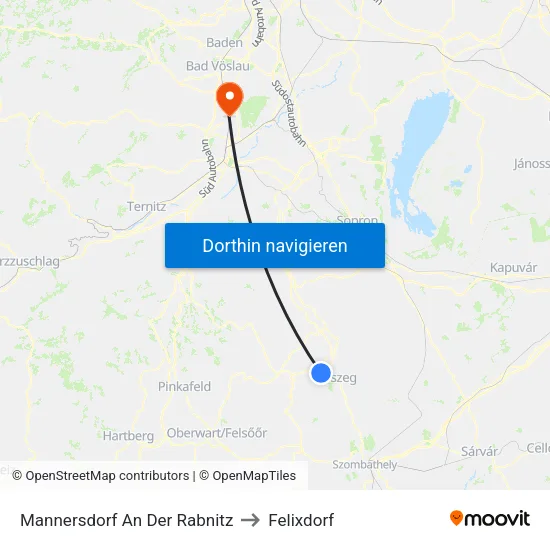 Mannersdorf An Der Rabnitz to Felixdorf map