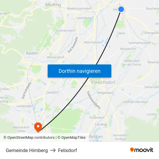Gemeinde Himberg to Felixdorf map