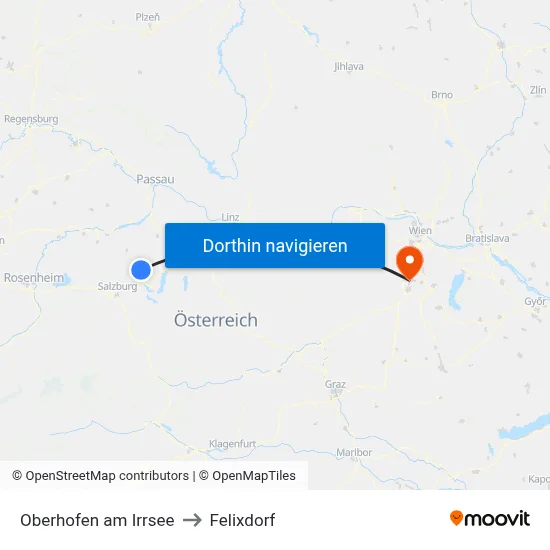 Oberhofen am Irrsee to Felixdorf map