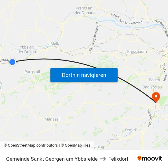 Gemeinde Sankt Georgen am Ybbsfelde to Felixdorf map