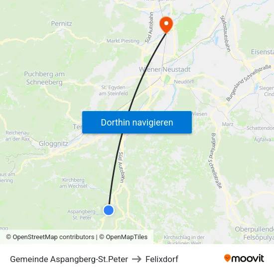 Gemeinde Aspangberg-St.Peter to Felixdorf map