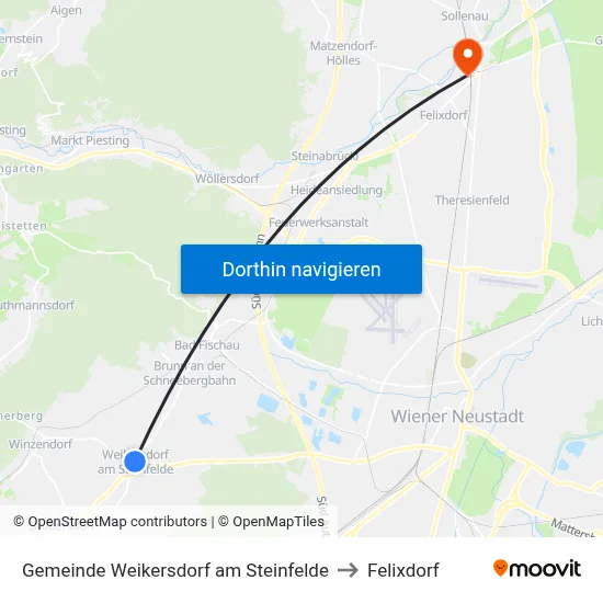 Gemeinde Weikersdorf am Steinfelde to Felixdorf map