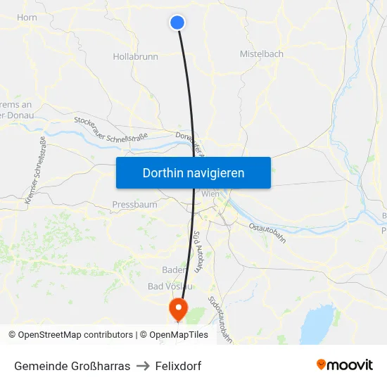 Gemeinde Großharras to Felixdorf map