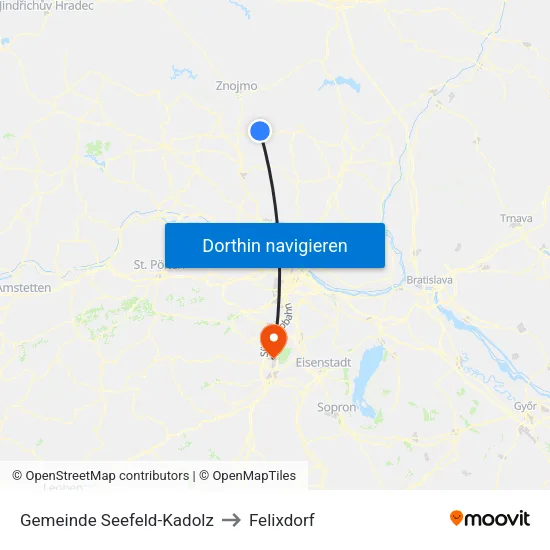 Gemeinde Seefeld-Kadolz to Felixdorf map