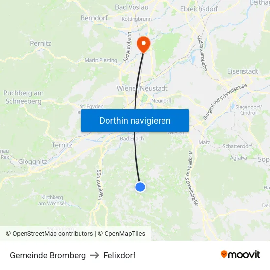 Gemeinde Bromberg to Felixdorf map
