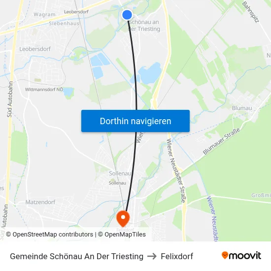 Gemeinde Schönau An Der Triesting to Felixdorf map