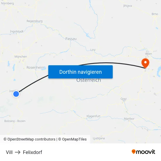 Vill to Felixdorf map