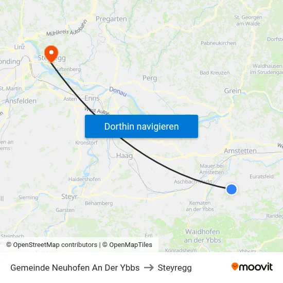 Gemeinde Neuhofen An Der Ybbs to Steyregg map