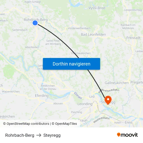 Rohrbach-Berg to Steyregg map
