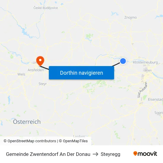 Gemeinde Zwentendorf An Der Donau to Steyregg map