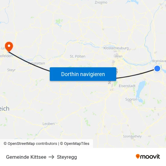 Gemeinde Kittsee to Steyregg map