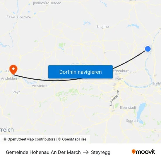 Gemeinde Hohenau An Der March to Steyregg map