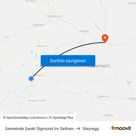 Gemeinde Sankt Sigmund Im Sellrain to Steyregg map