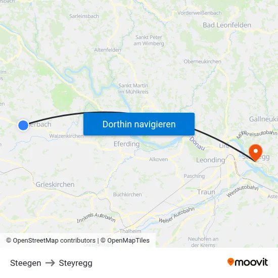 Steegen to Steyregg map