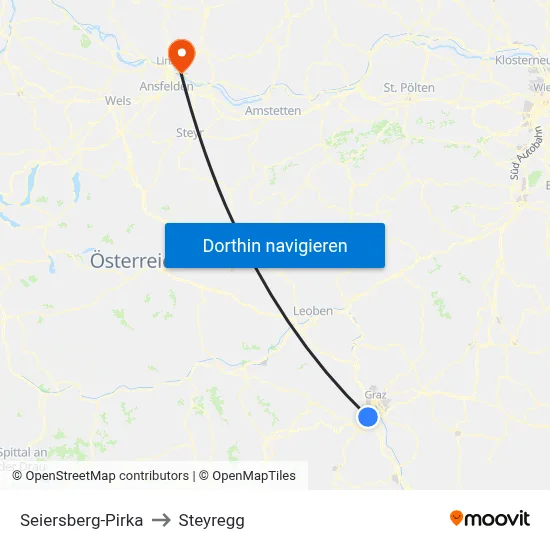 Seiersberg-Pirka to Steyregg map