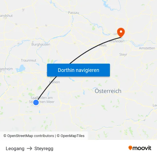 Leogang to Steyregg map
