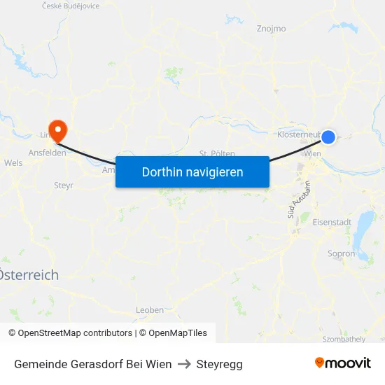 Gemeinde Gerasdorf Bei Wien to Steyregg map