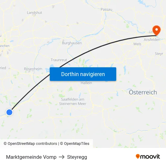 Marktgemeinde Vomp to Steyregg map