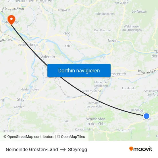 Gemeinde Gresten-Land to Steyregg map