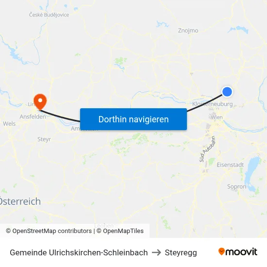Gemeinde Ulrichskirchen-Schleinbach to Steyregg map