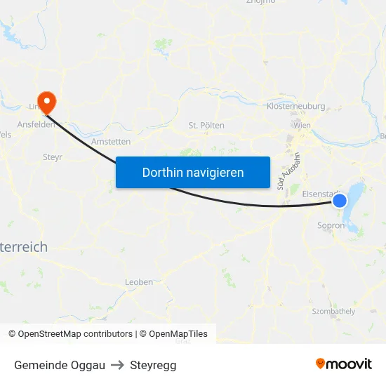 Gemeinde Oggau to Steyregg map