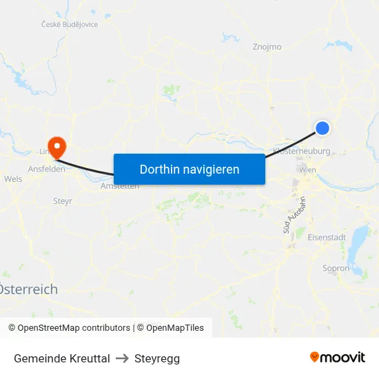 Gemeinde Kreuttal to Steyregg map