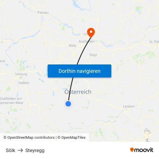 Sölk to Steyregg map