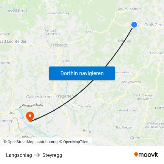 Langschlag to Steyregg map