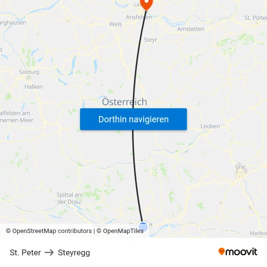 St. Peter to Steyregg map