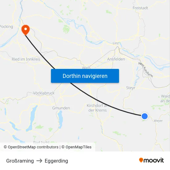 Großraming to Eggerding map
