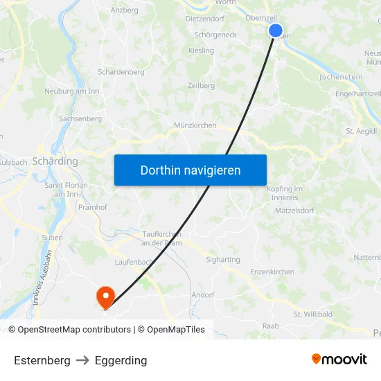 Esternberg to Eggerding map