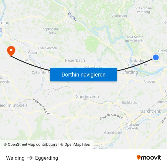 Walding to Eggerding map