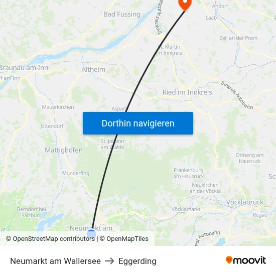 Neumarkt am Wallersee to Eggerding map