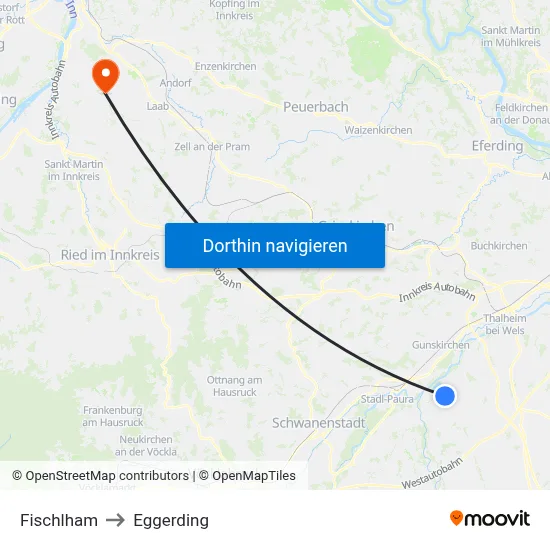 Fischlham to Eggerding map
