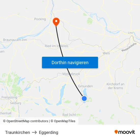 Traunkirchen to Eggerding map