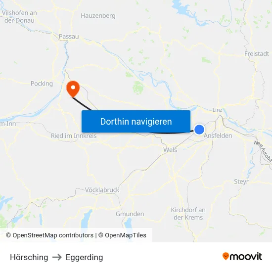 Hörsching to Eggerding map