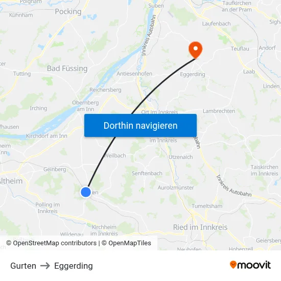 Gurten to Eggerding map