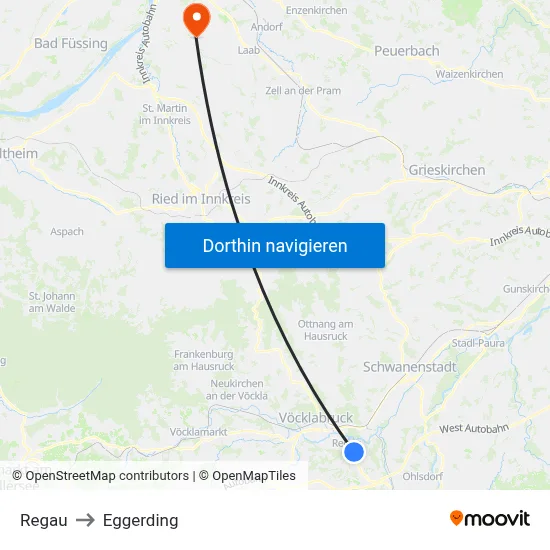 Regau to Eggerding map