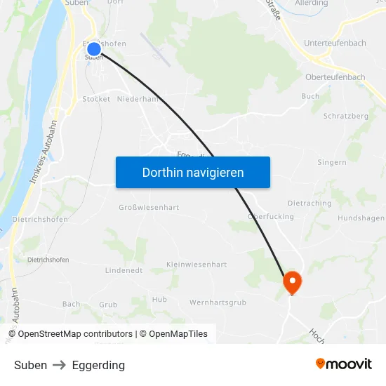 Suben to Eggerding map