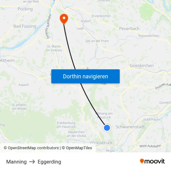 Manning to Eggerding map