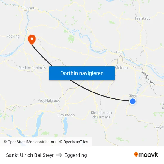 Sankt Ulrich Bei Steyr to Eggerding map