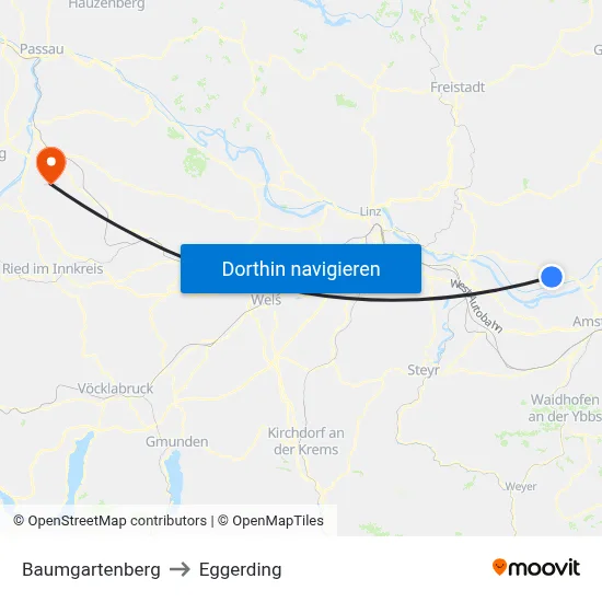 Baumgartenberg to Eggerding map