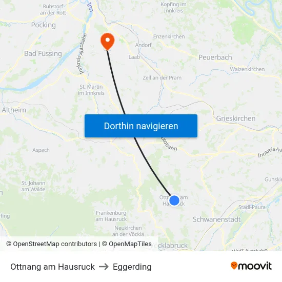 Ottnang am Hausruck to Eggerding map