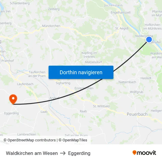 Waldkirchen am Wesen to Eggerding map