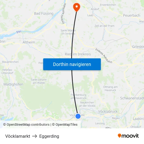 Vöcklamarkt to Eggerding map