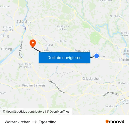 Waizenkirchen to Eggerding map