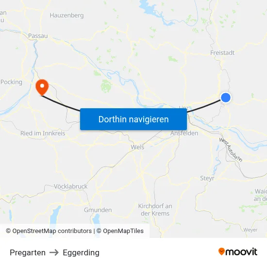 Pregarten to Eggerding map