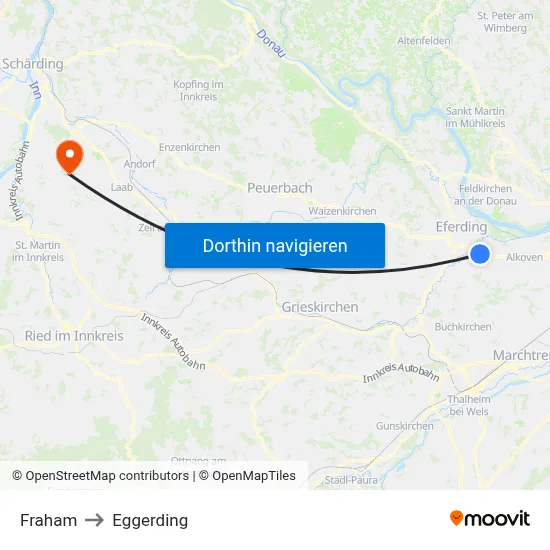 Fraham to Eggerding map