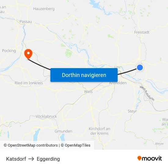 Katsdorf to Eggerding map