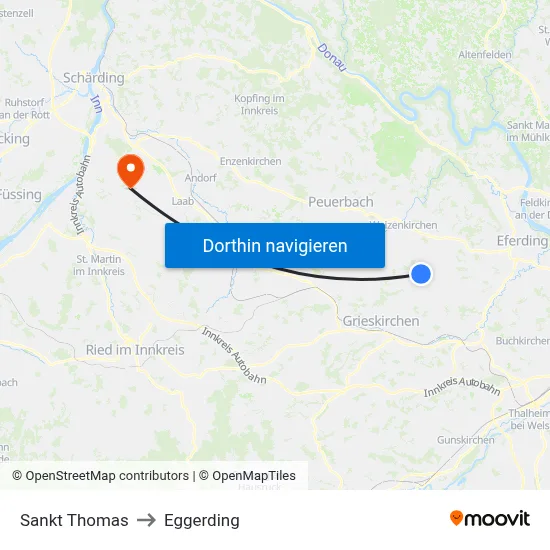 Sankt Thomas to Eggerding map